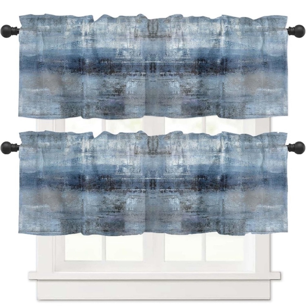 Blue Ombre Window Valance Set